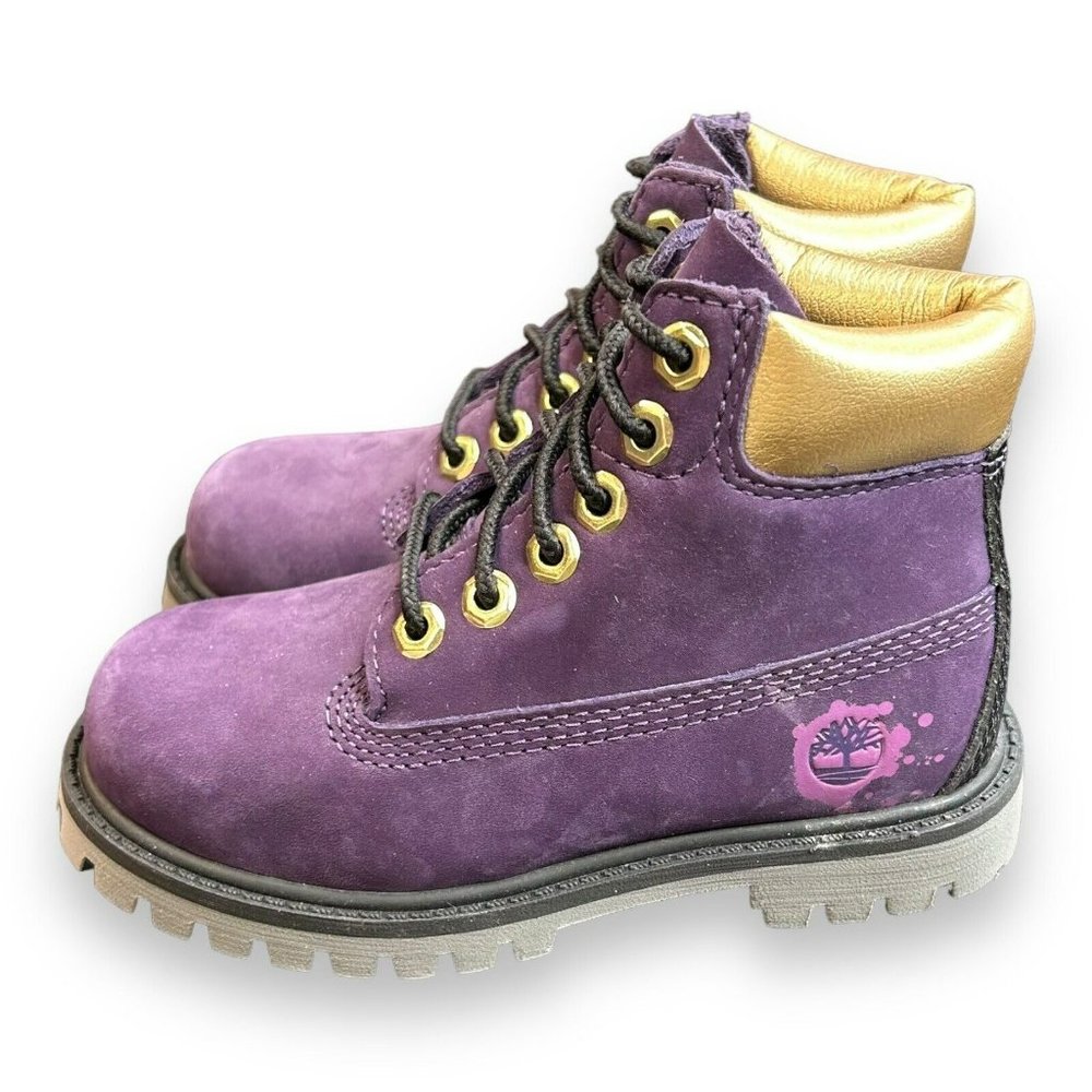 Timberland x NBA LA‎ Lakers PSB Boys 6-Inch Waterproof Dark Purple Boots Size 9C
